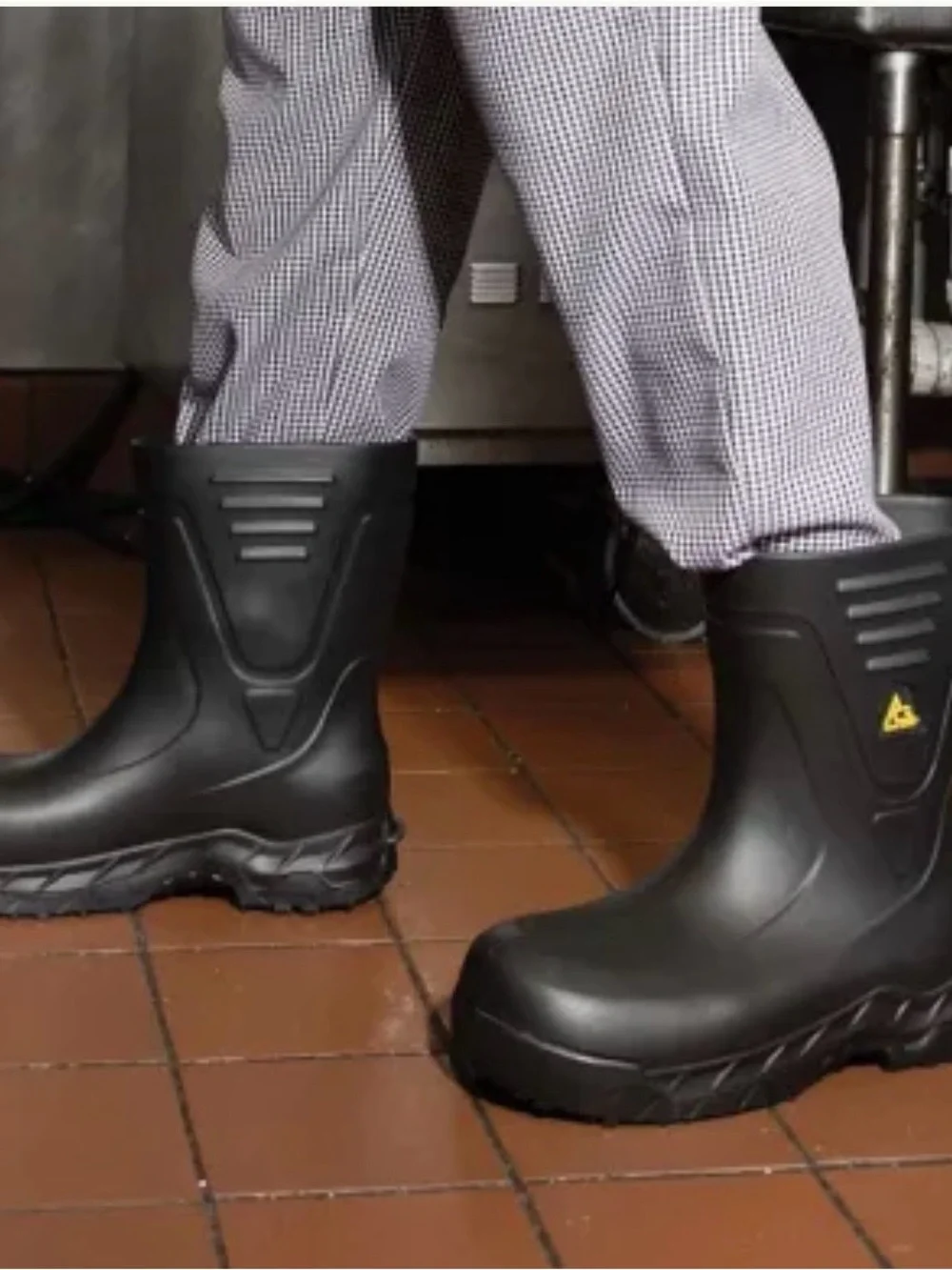 Men's Black Waterproof Rain & Snow Boots with Yellow Accent